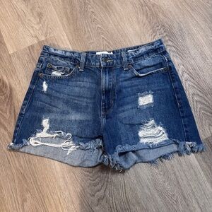 True Craft High Rise Shorts Denim Blue Jean 7 Distressed Belk